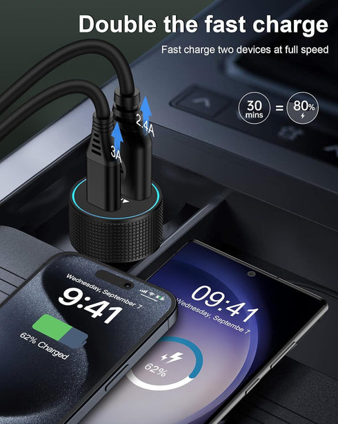 Pixel 9 8 Pro Fast Car Charger USB C Cigarette Lighter Adapter 5.4A, Compatible with Google 8/7a/7/7 Pro/6/6a/6 Pro