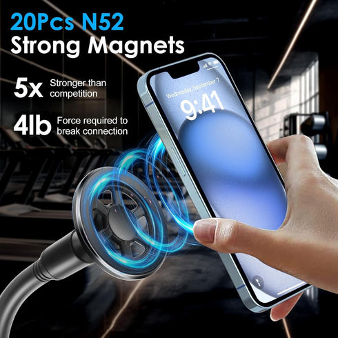 EEEKit Magnetic Gooseneck Phone Holder, Motorcycle Handlebar Mount, Compatible with iPhone MagSafe and Smartphones