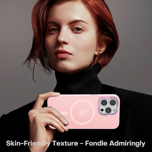 Upgraded Magnetic Slim Translucent Case for iPhone 15 Pro Max, Compatible with MagSafe, Tender Pink