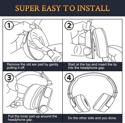 SOULWIT Replacement Earpads for Skullcandy Uproar Wired/Wireless Headphones, Soft Leather, Noise-Isolating Foam - Black
