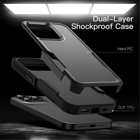 JETech 15 6.1-Inch, Case for iPhone Pro Heavy Duty Dual-Layer Rugged Protection, Shockproof Protective Tough Phone