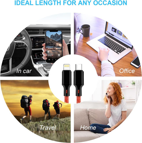 cugunu USB C to Lightning Cable 5 Pack 3/3/6/6/10FT, Apple MFi Certified Power Delivery Fast Charging Cord Compatible
