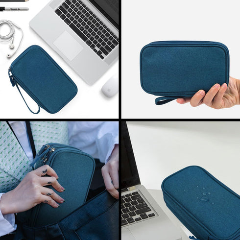 Electronic Organizer Travel Cable Accessories Bag, Waterproof Case for Power Bank, Charging Cords, USB Cable, Dark Green
