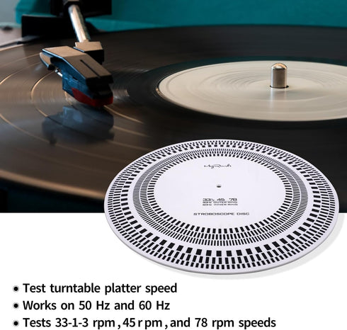 Turntable Strobe Disc LP Stroboscope Mat for Rotational Speed Detection, Calibration Disc for Record Player
