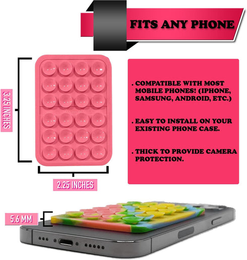 Suction Phone Case Mount, Hands-Free Fidget Toy Mirror Holder for iPhone and Android, Black Shower Phone Accessory
