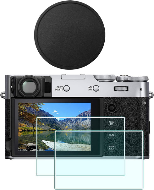 Lens Cap + Screen Protector for Fujifilm Fuji X100V X100VI Camera, Aluminum Lens Cap with Flocking Internal