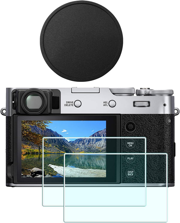 Lens Cap + Screen Protector for Fujifilm Fuji X100V X100VI Camera, Aluminum Lens Cap with Flocking Internal