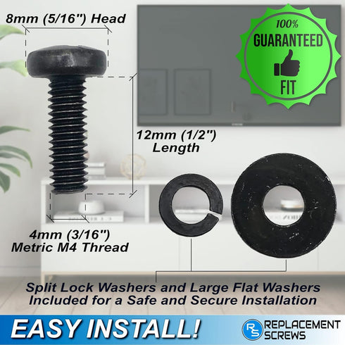 Replacement Screws VESA Compatible M4 12mm for TV/Monitor Wall Mount Brackets