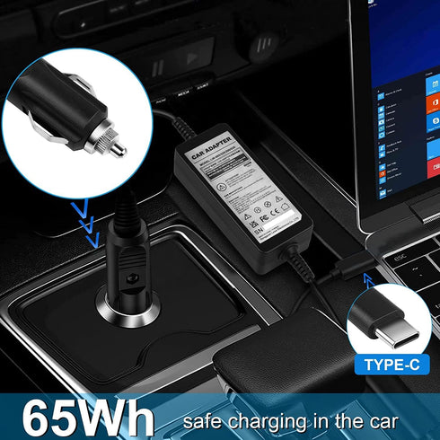 TREE.NB 65W 61W 45W USB C PD Vehicle Car Adapter Charger for Dell XPS, Lenovo, HP Spectre, ASUS ZenBook
