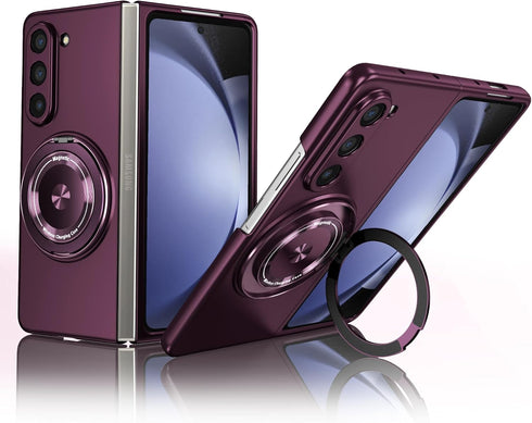 Magnetic Case for Galaxy Z Fold 5 5G, Lightweight Slim Fit Drop Protection Rugged Shockproof Cover - Wine Red