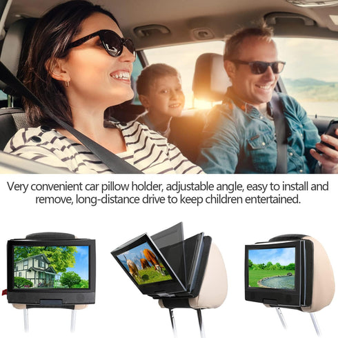 DVD Player Headrest Mount Holder for Portable DVD Player, Car Back Seat Holder for 7 inch to 12 inch - Black