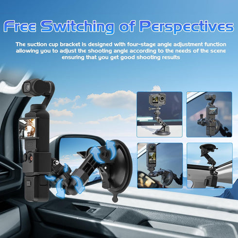 Suction Cup Mount for DJI Osmo Pocket 3, Action Camera Car Windshield Holder for GoPro Hero