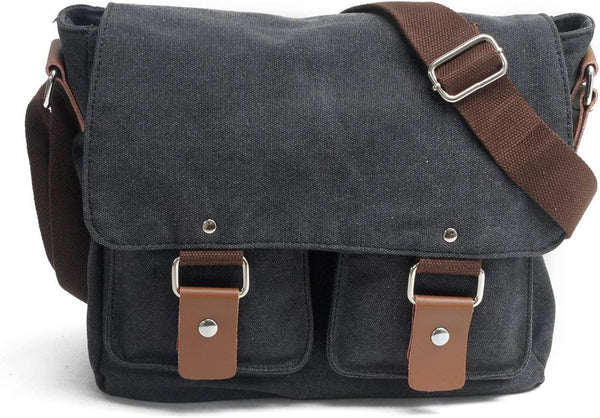 Waterproof Camera Bag/Case, Vintage Canvas Leather Trim DSLR SLR Shoulder Messenger Sling Bag for Nikon, Canon, Sony,
