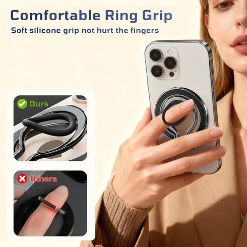 FiKavi Slim Magnetic Phone Ring Holder for Magsafe, Lightweight Phone Finger Snap Grip Kickstand Accessories Compatible