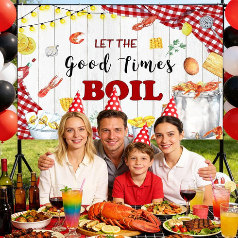 AIBIIN 7x5ft Let The Good Times Boil Backdrop Crawfish Boil Themed Birthday Backdrop Sea Lobster Birthday Party