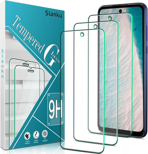 Slanku Tempered Glass Screen Protector for Motorola Moto G Play 2023 - 3 Pack, 9H Hardness, HD Clarity, Bubble Free,