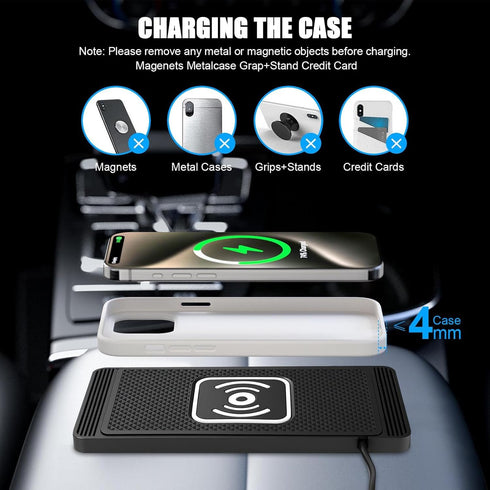 ZPSHYD 15W 4 (1m Wireless Car Charger Charging Pad Non Slip Fast Charging Phone Charger Charging Modes, Compatible