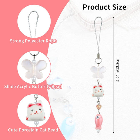 Y2Y Cute Phone Charms Cat Butterfuly Fish Cellphone Charms Accessories for Bag Camera Pendants Decor for Women