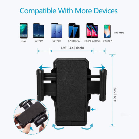 Cup Holder Phone Mount, Black, Fits 4.3 in Wide Phones