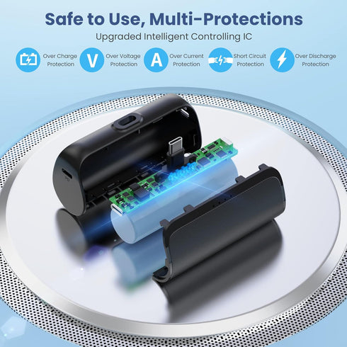 Mini Portable Charger 5200mAh, PD Fast Charging USB C Power Bank, Portable Phone Charger for Android, Compatible with