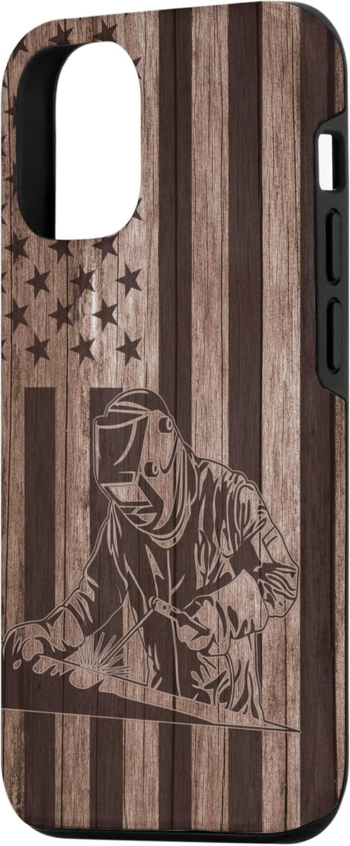 iPhone 13 Wood Welder American Flag USA Patriotic Welder Welding Case