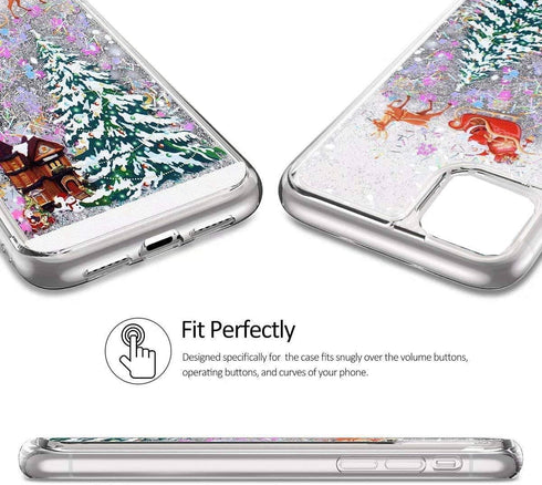 Shop iPhone 14 Pro Christmas Case: Glitter Sparkle Liquid Floating, Shockproof Clear TPU Bumper, Colorful Santa Claus