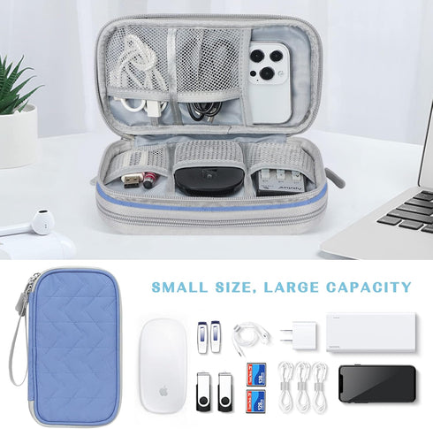 FYY Travel Cable Organizer Pouch, Electronic Accessories Carry Case, Portable Waterproof Double Layers Storage Bag