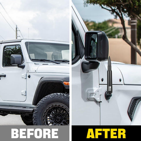 MFC 5.7" Black Antenna Mast - Compatible with Jeep Wrangler JK JL TJ Gladiator JT 1997-2024 Heavy Gauge Aluminum