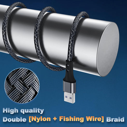 OIITH 3Ft iPhone Charger (2-Pack) - MFi Certified, Fast 2.4A Nylon Braided Lightning Cable for iPhone 13/12/11/X/Xs