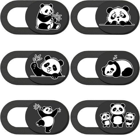 6Pcs 6 Styles Panda Camera Cover Webcam Cover Slide Cute Animal Design