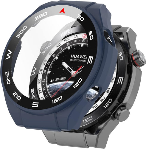 FitTurn PC+Tempered Glass Screen Protector Case for Huawei Watch Ultimate, Full Coverage Bumper (6 Pack)