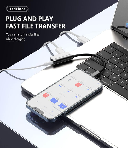 3.5mm to Lightning Adapter for iPhone, Splitter Headphone Adapter Audio Dongle Cable for iPhone 13 12 11 Pro Max Mini