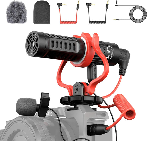 SMALLRIG Shotgun Mic for Camera, Video Microphone for DSLR & iPhone, with Shock Mount, Deadcat Windscreen for Vlogging