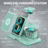 5 in 1 Foldable Wireless Fast Charger with Night Light Transparent Clock for Apple Devices, iPhone 15/14/13/12/11 Pro