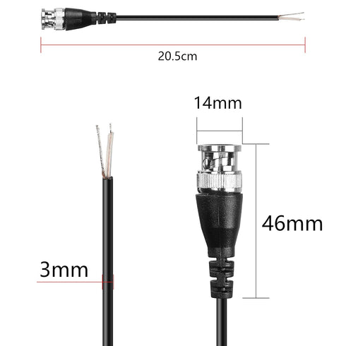 MEIRIYFA BNC Pigtail Cable Bare Wire - BNC Male Coaxial Connector Extension Plug with Open End Wire for CCTV Camera