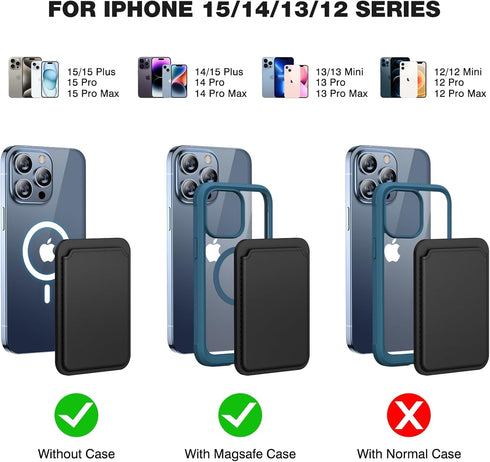 Miracase Magnetic Card Wallet Holder for MagSafe, 3-Card Holder Compatible with iPhone 15/14/13/12 Series - Black