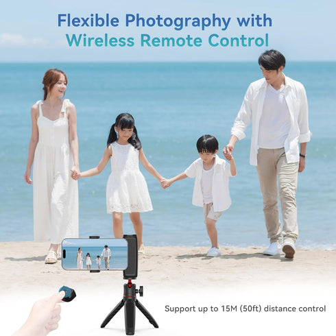 ULANZI Selfie Phone Tripod Mount MA35, 2-in-1 Magnetic & Phone Clip Grip Handle with Remote Shutter for iPhone 14 15