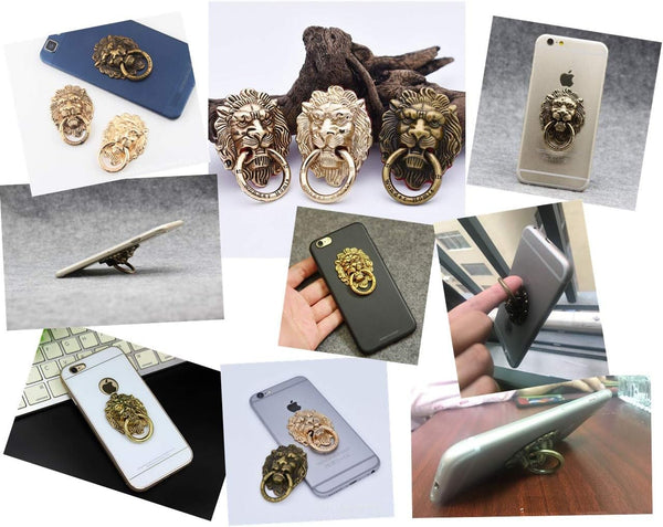 Lion Pattern Cell Phone Ring Stand Holder, Colorful Cute Painted Universal Metal Buckle Finger Ring Kickstand