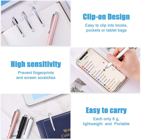 Weewooday 8 Pieces Capacitive Stylus Pens - Universal Disc Stylus for Most Touch Screen Smart Devices