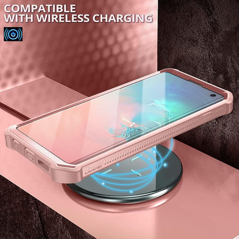 Dexnor for Samsung Galaxy S10 Case, Heavy Duty Military Grade Protection with Built-in Screen Protector and Kickstand