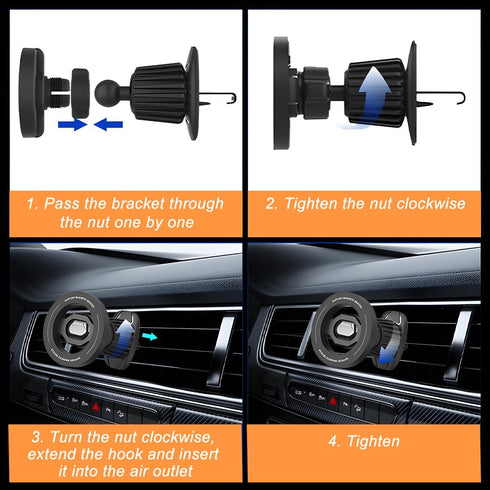 FALVFUN 360 Car Phone Holder, Magnetic Rotation Adjustable Vehicle Phone Mount Changer with Clip, Automotive Air