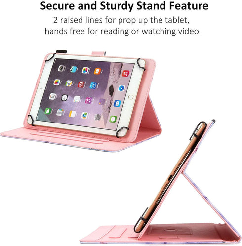 Dteck Universal Case for 8.0-8.4 Inch Display Tablets, Slim Leather Wallet Cover for HD 8/Samsung Galaxy/Lenovo/Huawei
