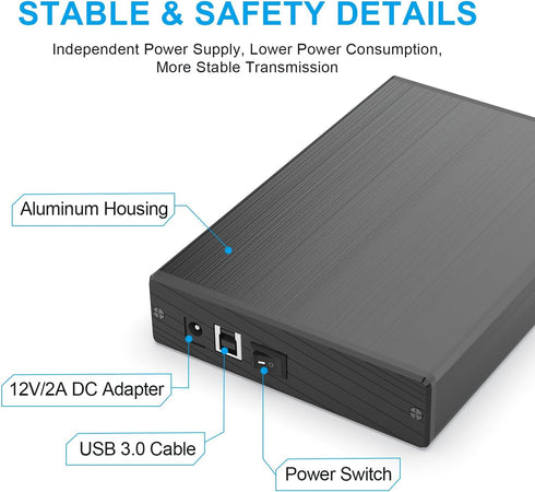 GODO 3.0 3.5 Inch 3.5 inch 18TB USB to Hard Drive Enclosure, Vertical External Hard Drive Docking with Stand for SATA