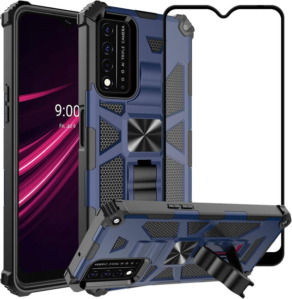 Ailiber Blue Case for T-Mobile REVVL V Plus 5G with Screen Protector, Magnetic Car Mount, Kickstand, Rugged Shockproof