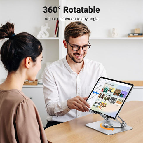 UGREEN 360 13 12 11 5 4 3 Tablet Stand Holder for Desk with Rotating Base Aluminum Dual Rod Support Adjustable Home