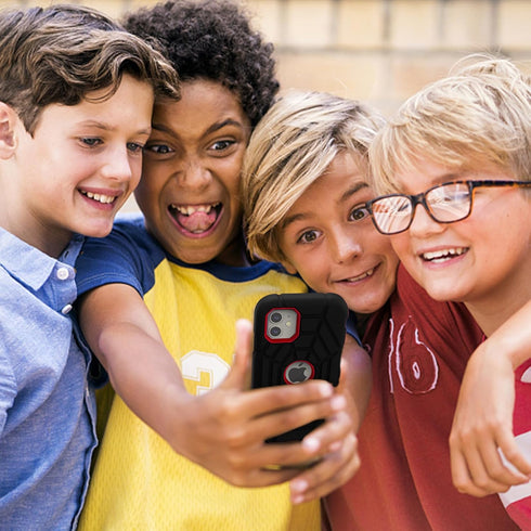 Grifobes Case for iPhone 11/iPhone XR, 6.1 inch, for Kids Boys Children (Black+Red)