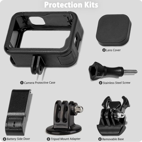 FitStill Protective Accessories Kit for Go Pro Hero 9/10/11/12 Black with Vlog Cage Case