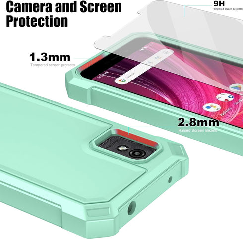Ailiber Rugged Silicone Cell Phone Case for Blu Studio Mini 2023 with Screen Protector, Shockproof Corners, Mint Green