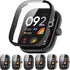 Smartwatch Protective Case Cover - Full Coverage PC with Tempered Glass Screen Protector for Redmi Watch 4 (Black)