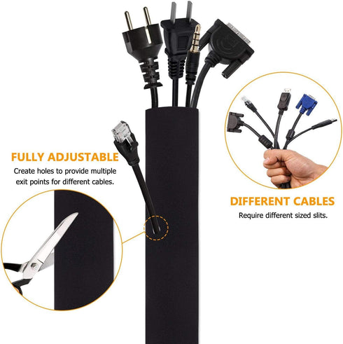 Bestfy Cord Organizer System - 19.5 Inch Cable Management Sleeve with Zipper, 4 Pack